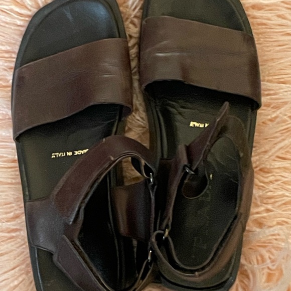 Prada Leather Sandals Adjustable Ankle Straps Y2K - Picture 12 of 15